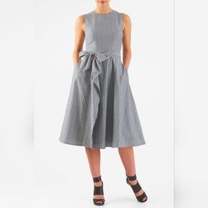 eShakti Ruffle Flounce Stripe Chambray Dress